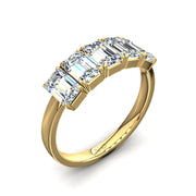 Demi-alliance 5 diamants naturels Émeraudes 2.00 carat or jaune Virginie